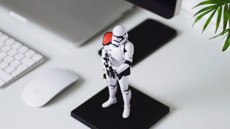 Star Wars Stormtropper figurine on table